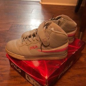 Fila shoes with pink and gray